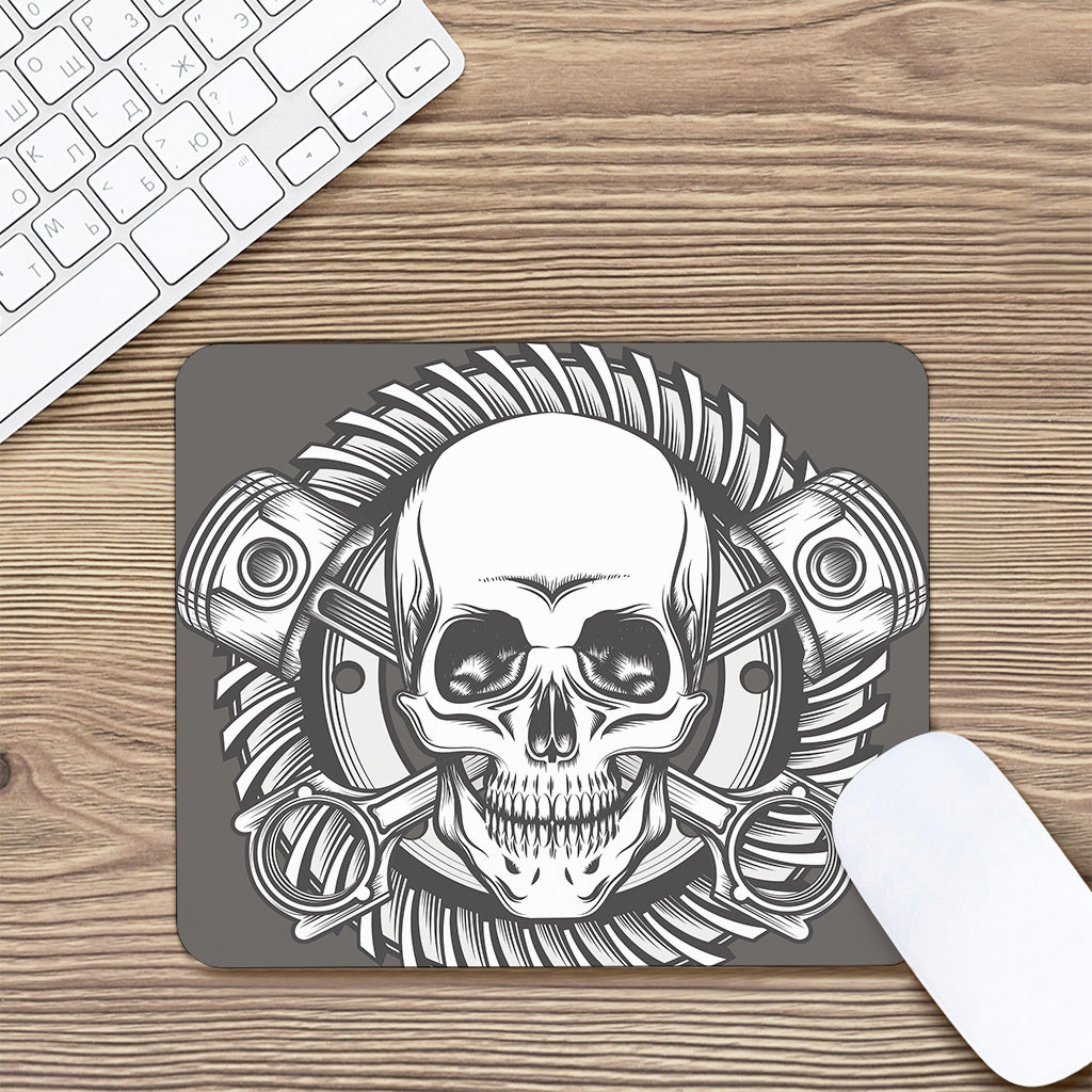 Cross Piston Mechanic Skull Print Mouse Pad