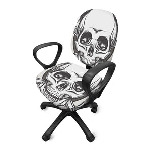 Cross Piston Mechanic Skull Print Office Chair Cover