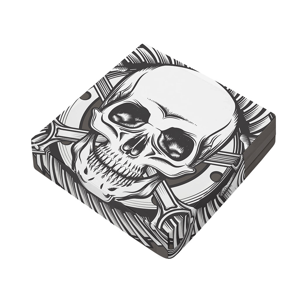 Cross Piston Mechanic Skull Print Outdoor Seat Cushion Cover