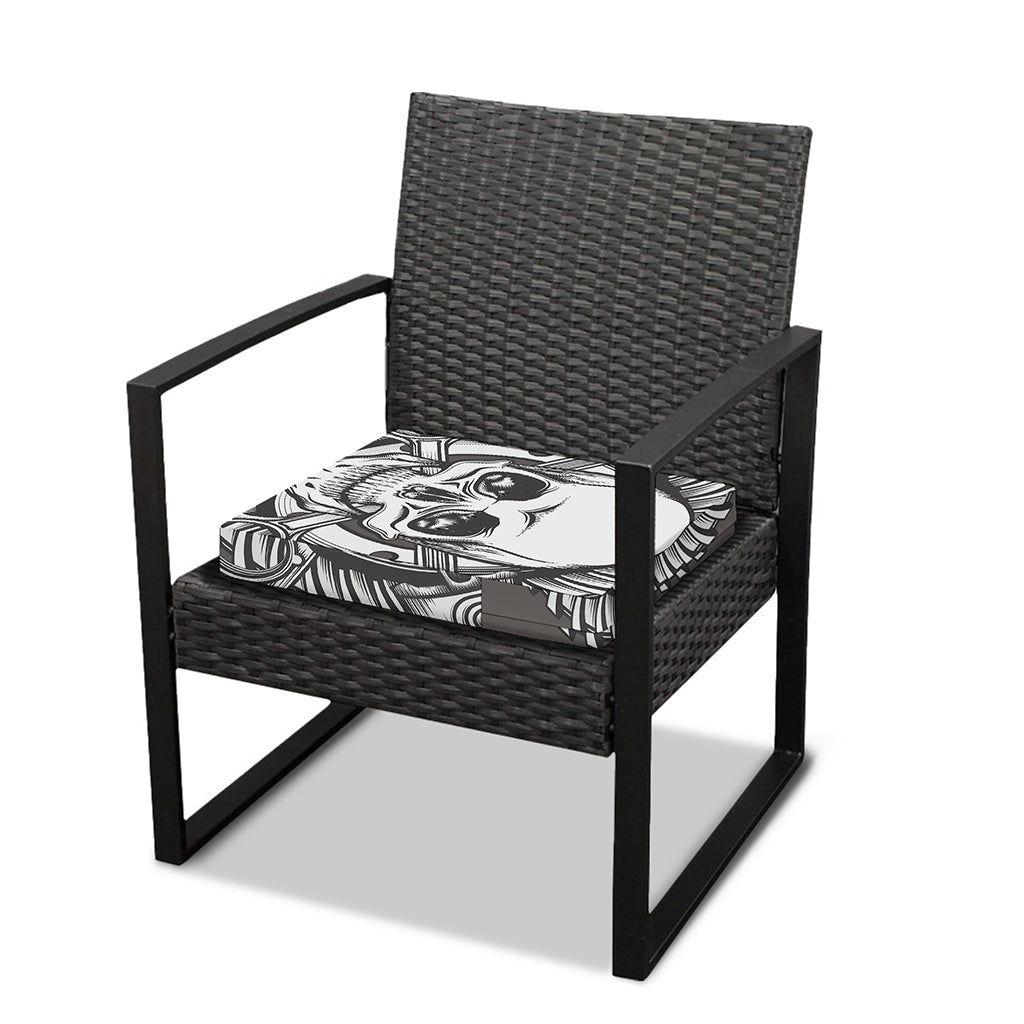Cross Piston Mechanic Skull Print Outdoor Seat Cushion Cover