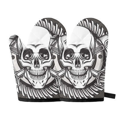 Cross Piston Mechanic Skull Print Oven Mitts
