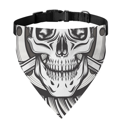 Cross Piston Mechanic Skull Print Over The Collar Dog Bandana