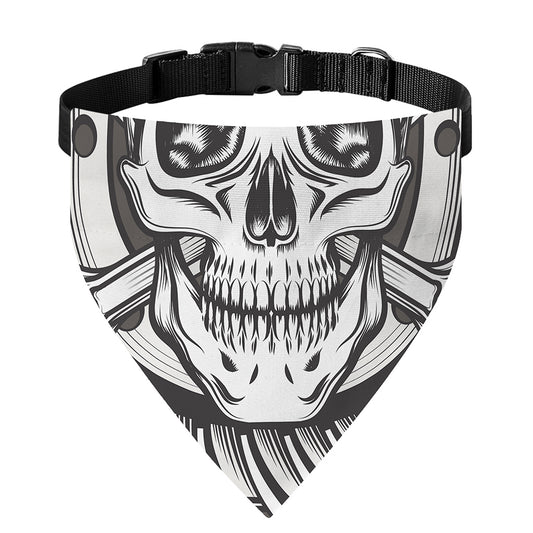 Cross Piston Mechanic Skull Print Over The Collar Dog Bandana