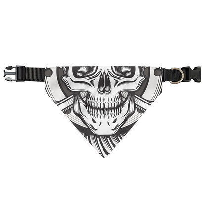 Cross Piston Mechanic Skull Print Over The Collar Dog Bandana