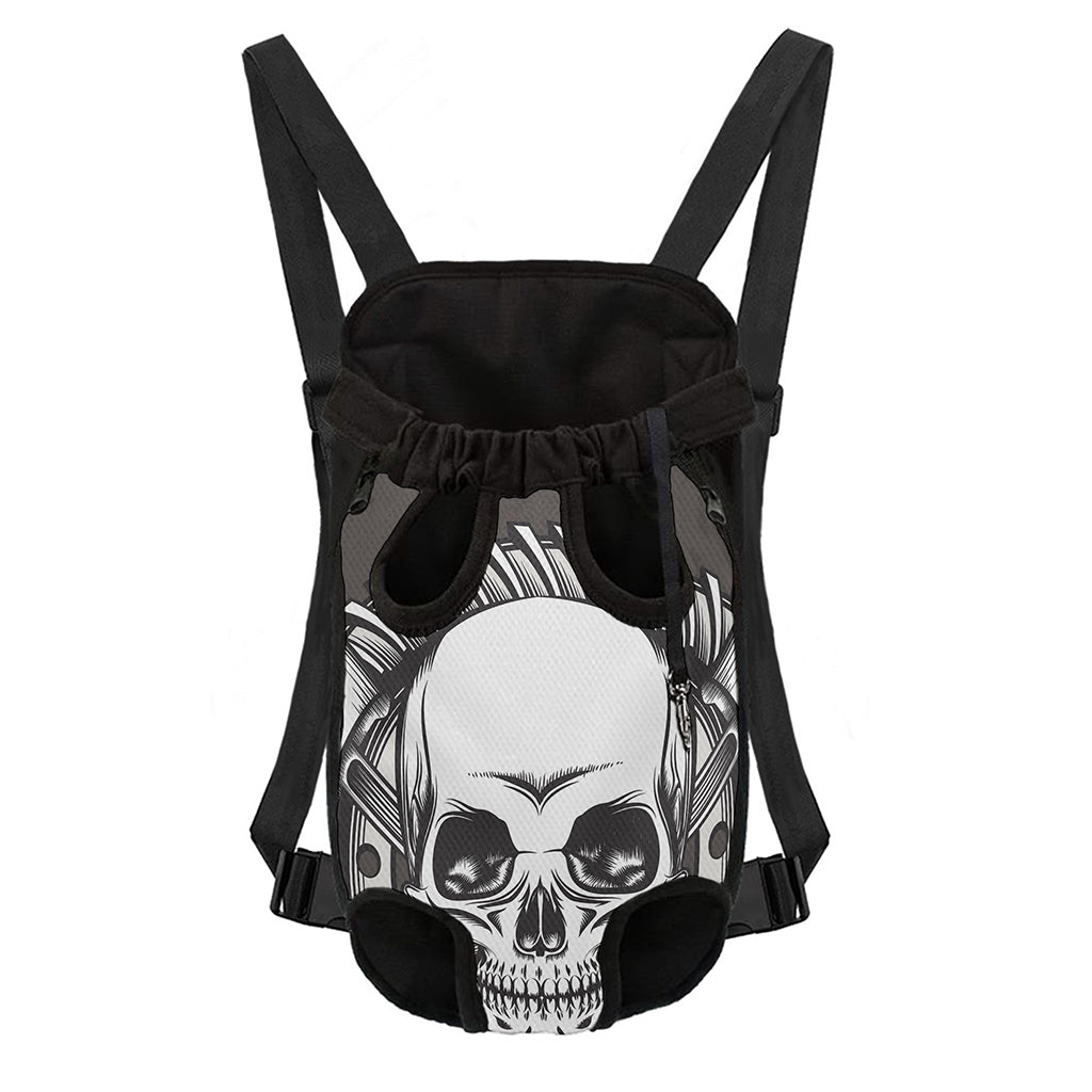 Cross Piston Mechanic Skull Print Pet Carrier Backpack