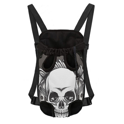 Cross Piston Mechanic Skull Print Pet Carrier Backpack