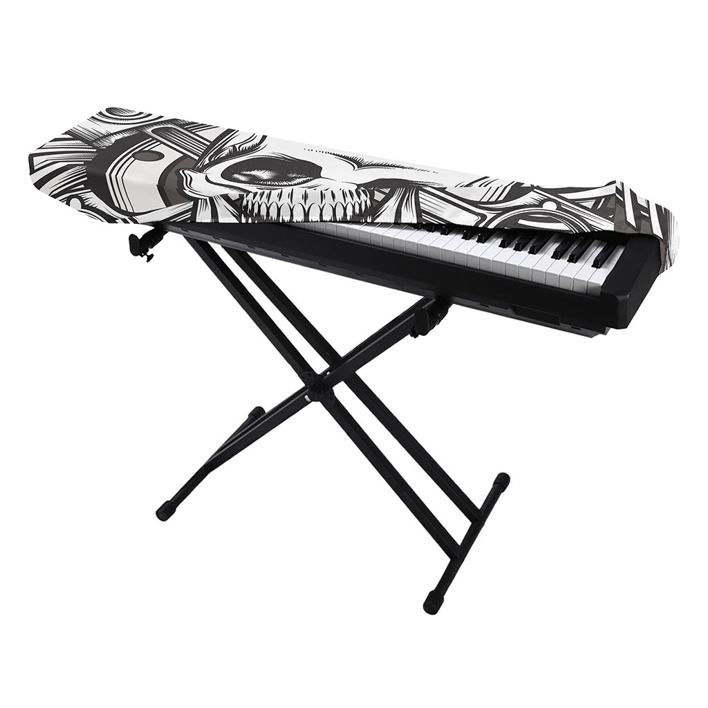 Cross Piston Mechanic Skull Print Piano Keyboard Cover