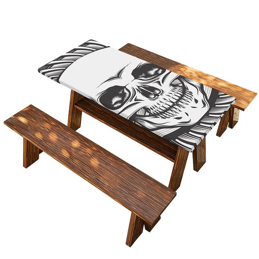 Cross Piston Mechanic Skull Print Picnic Table Cover