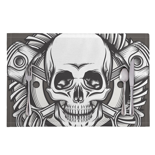 Cross Piston Mechanic Skull Print Placemat