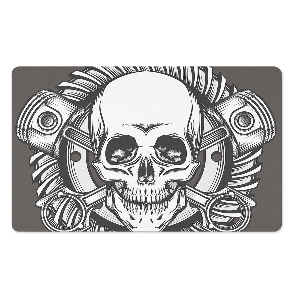 Cross Piston Mechanic Skull Print Polyester Doormat