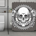 Cross Piston Mechanic Skull Print Polyester Shower Curtain