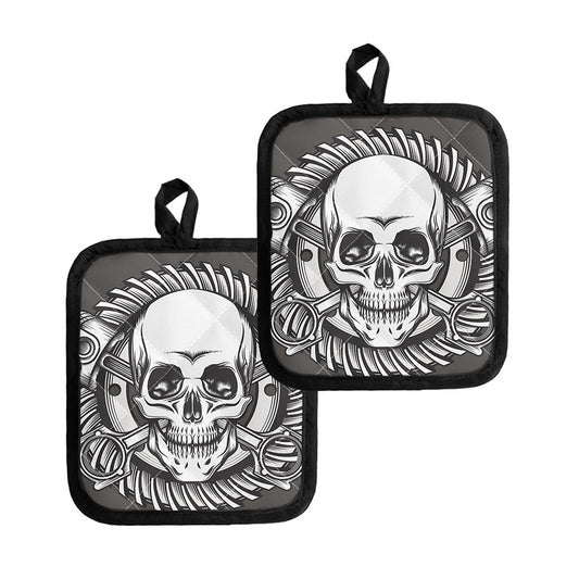 Cross Piston Mechanic Skull Print Pot Holders