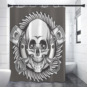 Cross Piston Mechanic Skull Print Premium Shower Curtain