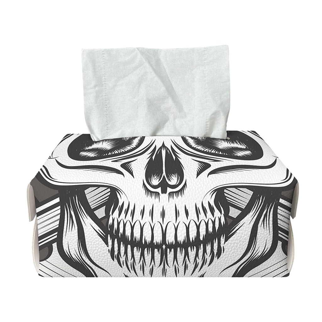 Cross Piston Mechanic Skull Print Rectangle Tissue Box Cover