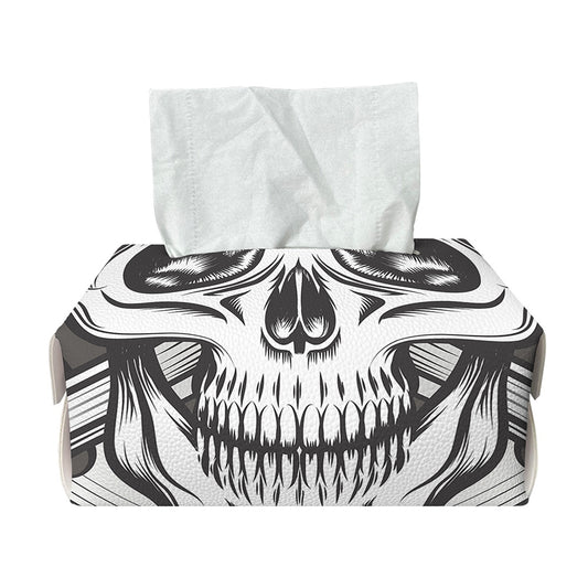 Cross Piston Mechanic Skull Print Rectangle Tissue Box Cover