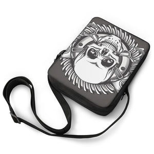 Cross Piston Mechanic Skull Print Rectangular Crossbody Bag