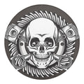 Cross Piston Mechanic Skull Print Round Blanket