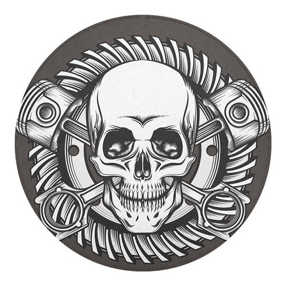 Cross Piston Mechanic Skull Print Round Blanket