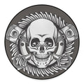 Cross Piston Mechanic Skull Print Round Floor Mat