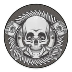 Cross Piston Mechanic Skull Print Round Floor Mat