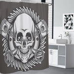 Cross Piston Mechanic Skull Print Shower Curtain