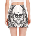 Cross Piston Mechanic Skull Print Side Slit Mini Skirt