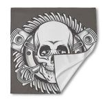 Cross Piston Mechanic Skull Print Silk Bandana