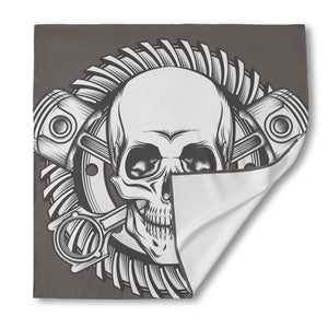 Cross Piston Mechanic Skull Print Silk Bandana