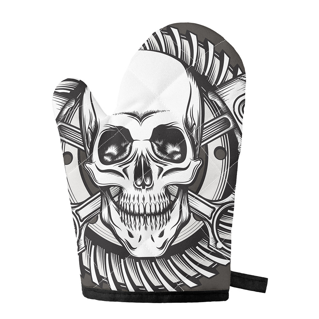 Cross Piston Mechanic Skull Print Single Oven Mitt