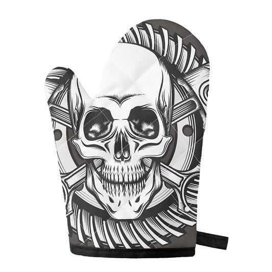 Cross Piston Mechanic Skull Print Single Oven Mitt