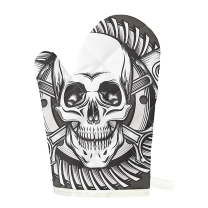 Cross Piston Mechanic Skull Print Single Oven Mitt