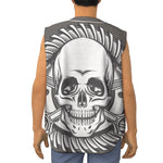 Cross Piston Mechanic Skull Print Sleeveless Baseball Jersey