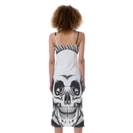 Cross Piston Mechanic Skull Print Slim Fit Midi Cami Dress