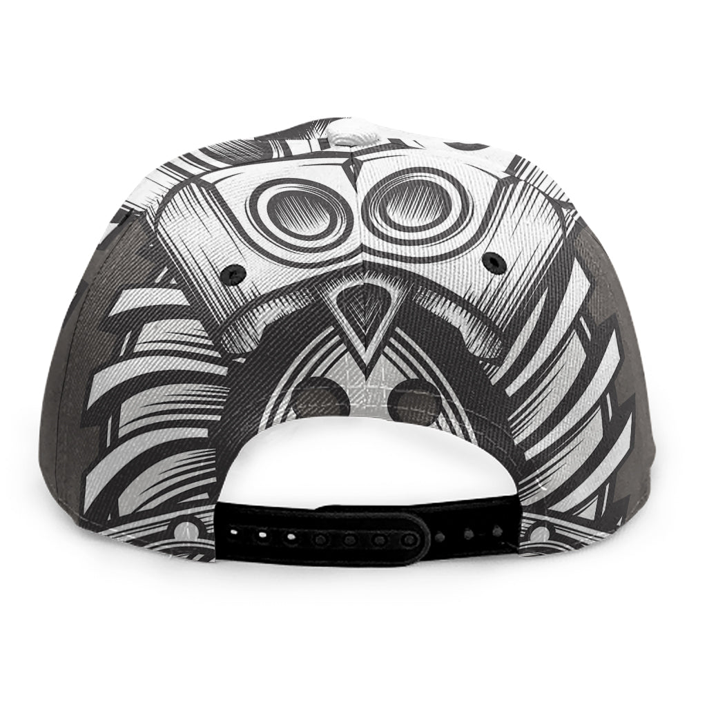 Cross Piston Mechanic Skull Print Snapback Cap