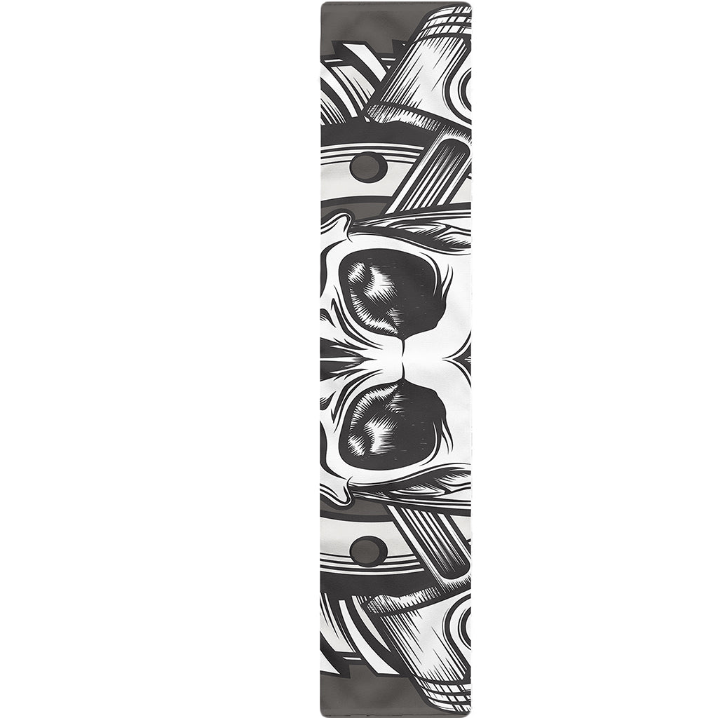 Cross Piston Mechanic Skull Print Table Runner