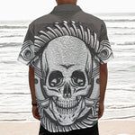 Cross Piston Mechanic Skull Print Textured Short Sleeve Shirt