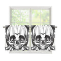 Cross Piston Mechanic Skull Print Tier Curtains