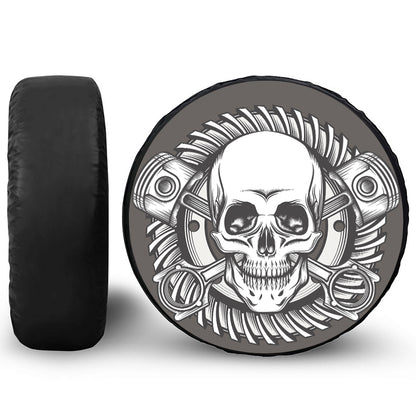 Cross Piston Mechanic Skull Print Tire Cover