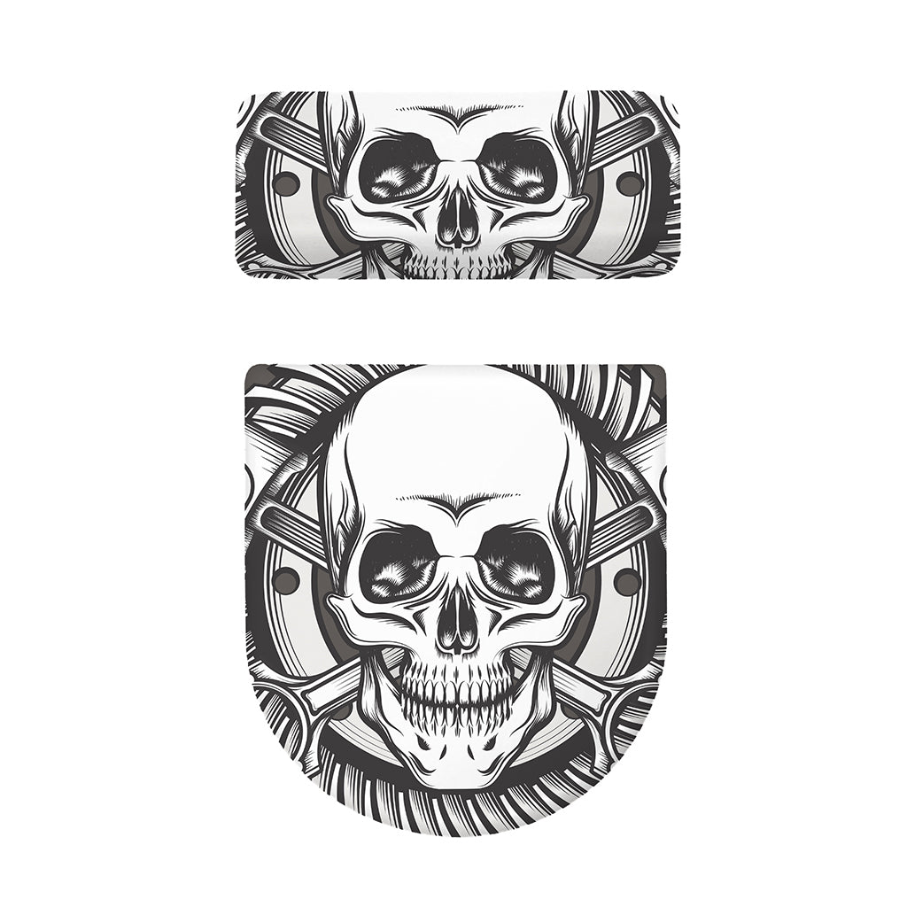 Cross Piston Mechanic Skull Print Toilet Lid And Tank Cover Set