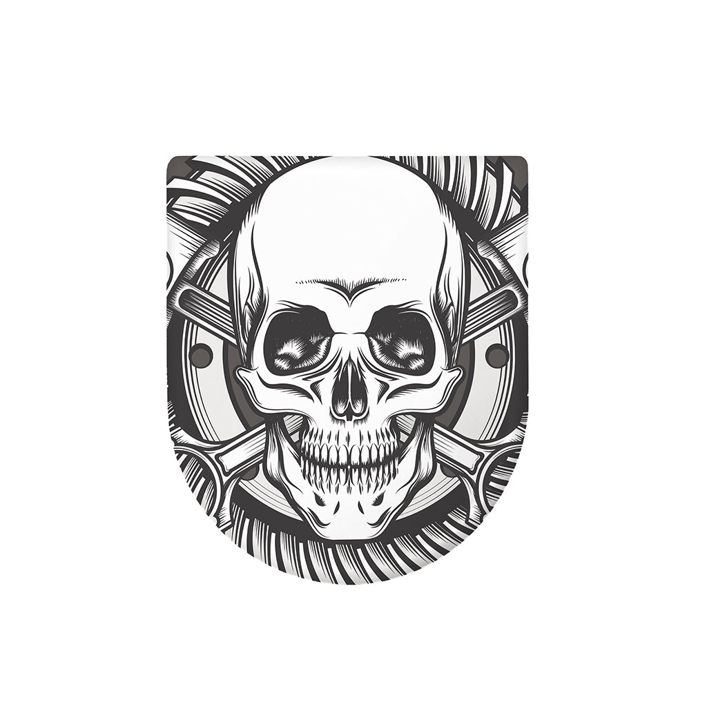 Cross Piston Mechanic Skull Print Toilet Lid Cover