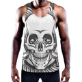 Cross Piston Mechanic Skull Print Men's Workout Tank Top