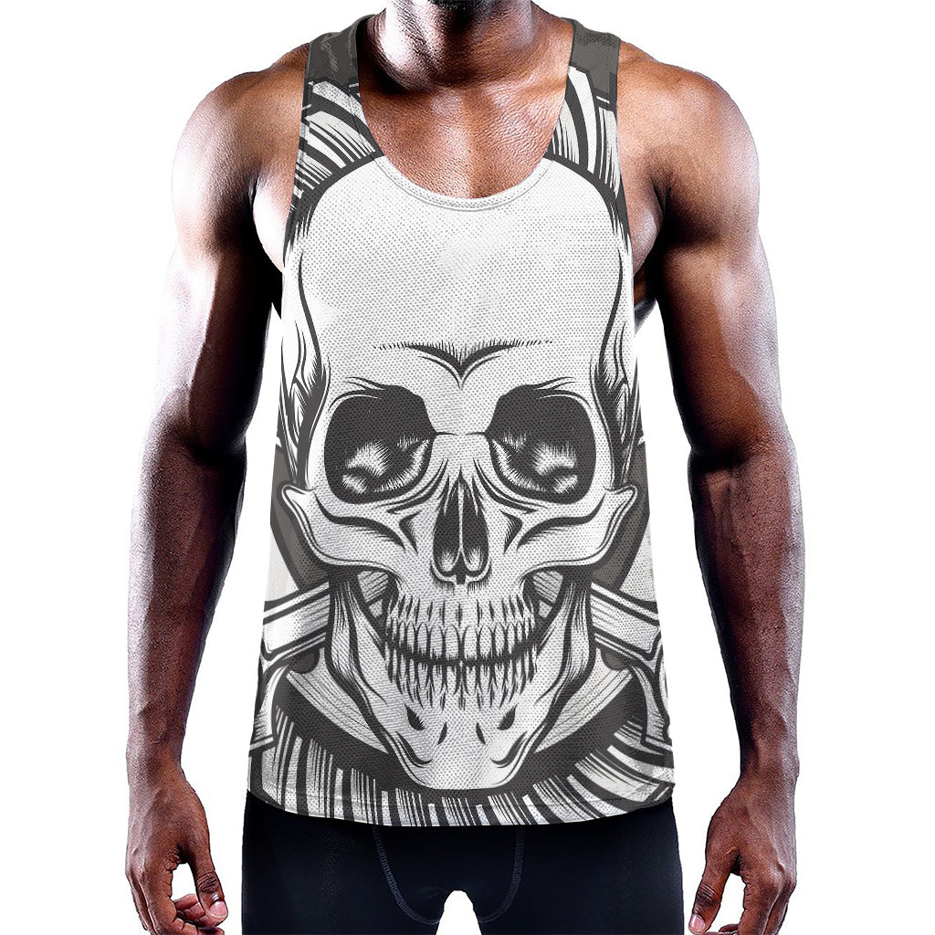 Cross Piston Mechanic Skull Print Training Tank Top