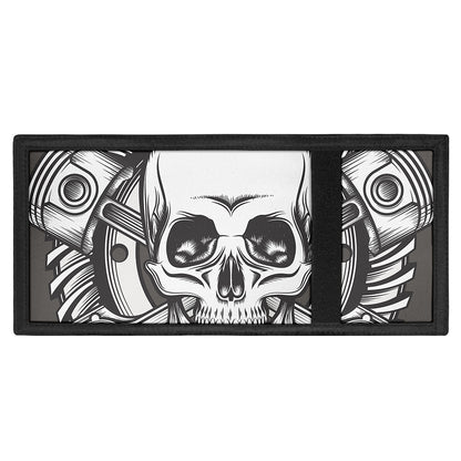 Cross Piston Mechanic Skull Print Trifold Wallet