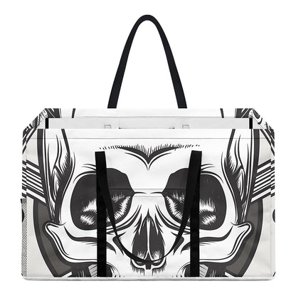 Cross Piston Mechanic Skull Print Utility Tote Bag