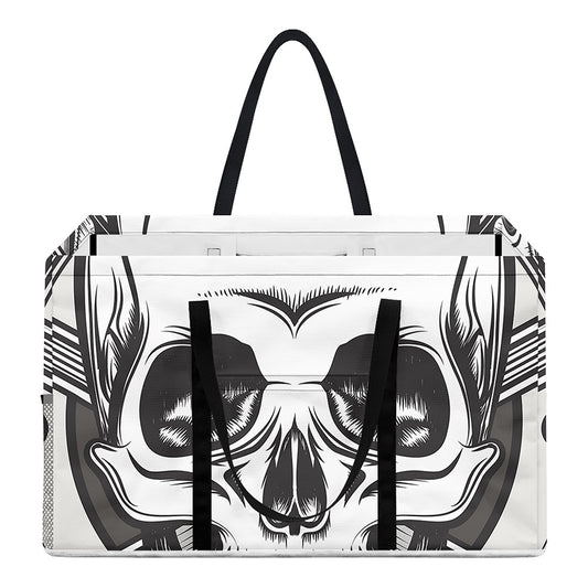 Cross Piston Mechanic Skull Print Utility Tote Bag