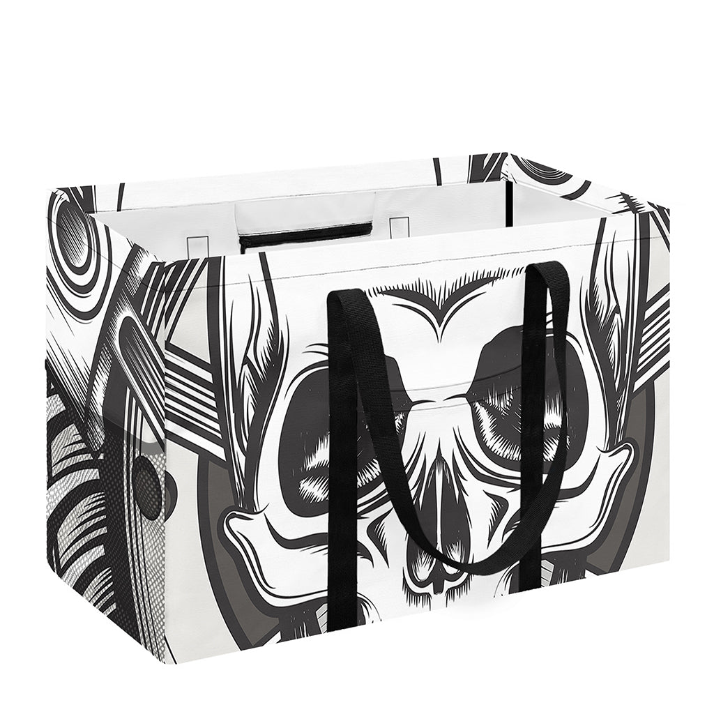 Cross Piston Mechanic Skull Print Utility Tote Bag