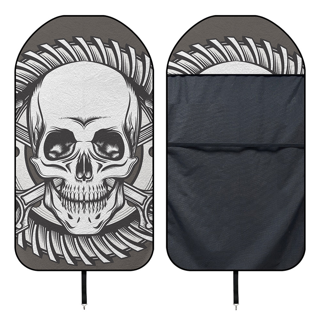 Cross Piston Mechanic Skull Print Waterproof Car Seat Cover