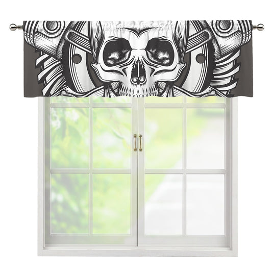 Cross Piston Mechanic Skull Print Window Valance