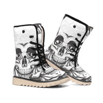 Cross Piston Mechanic Skull Print Winter Boots