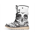 Cross Piston Mechanic Skull Print Winter Boots